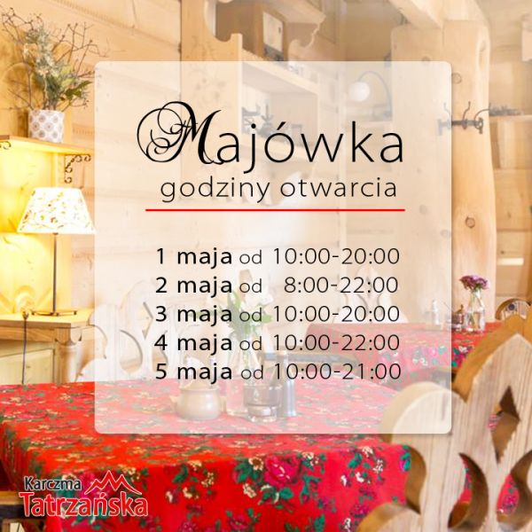 Majówka 2019 - Godziny Otwarcia