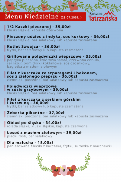 Menu na niedziele 2019-07-28