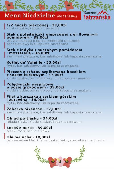 Menu na niedziele 2019-08-04