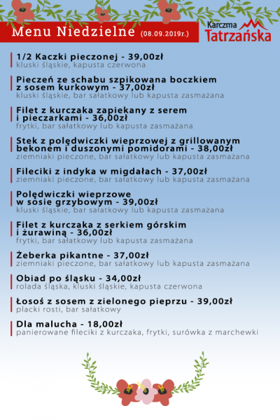 Menu na niedziele 2019-09-08