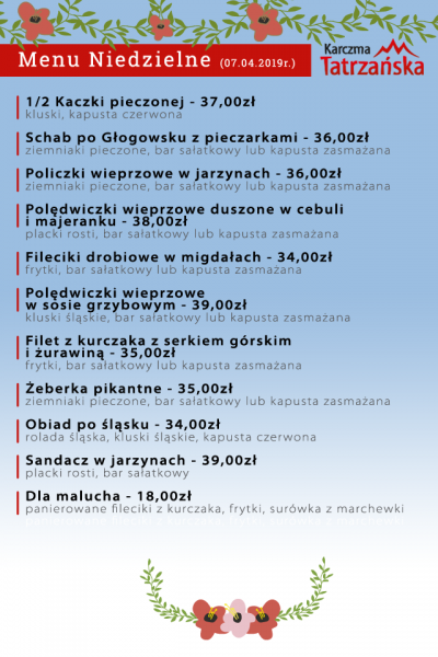 Menu na niedziele 2019-04-07