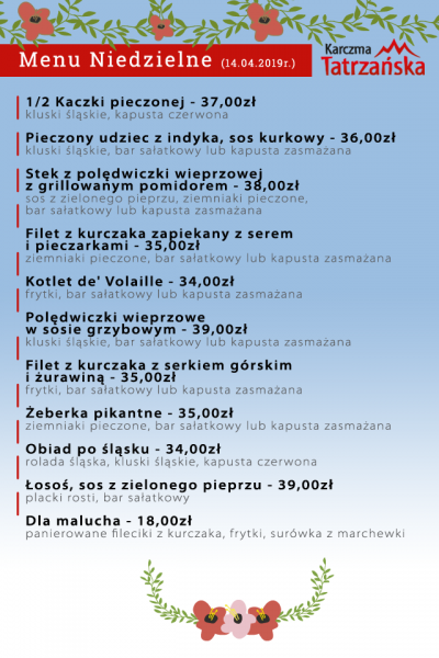 Menu na niedziele 2019-04-14