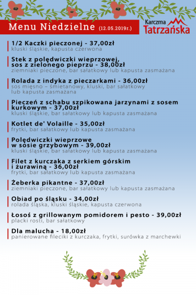 Menu na niedziele 2019-05-12