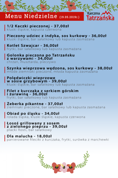 Menu na niedziele 2019-05-19