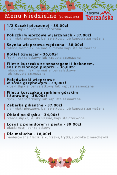 Menu na niedziele 2019-06-09